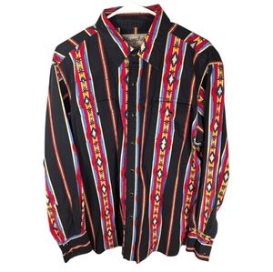 Vintage Wrancher by Wrangler Western cowboy Aztec striped button down shirt XL